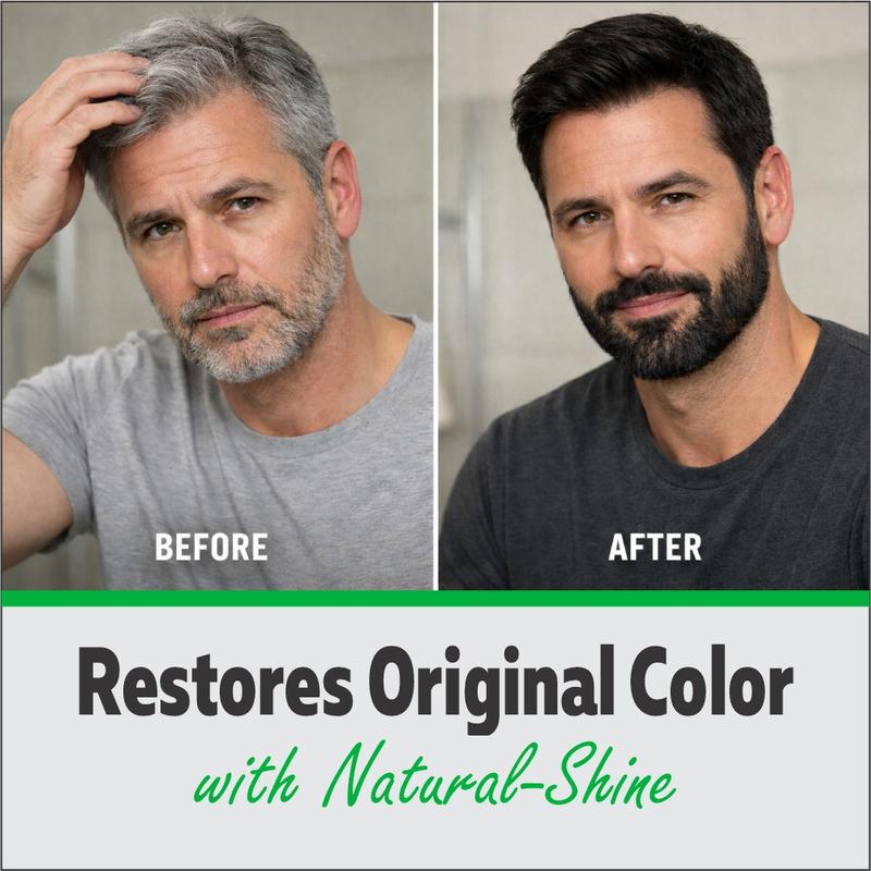 SALSLIM 7-in-1 Men Hair & Beard Dye Shampoo | Instant Gray Coverage | Ammonia-Free | Ginger Root & Ginseng | 500ml