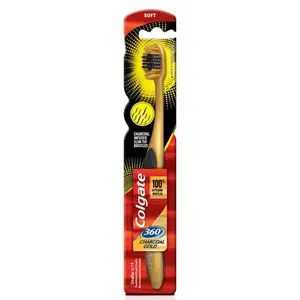 Colgate 360 Charcoal Gold Soft Toothbrush Soft Bristles Manual Brush