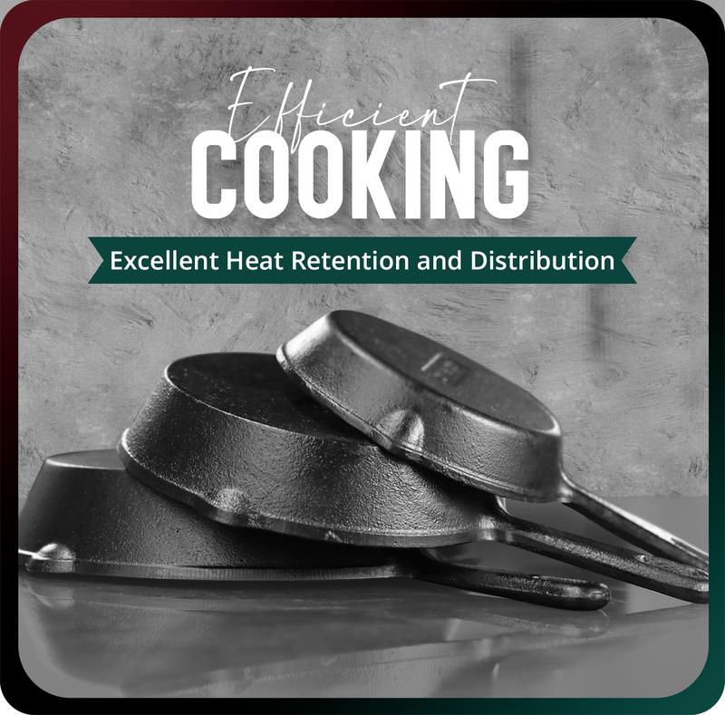 【Black Friday Deal】Utopia Kitchen 3-Piece Black Cast Iron Skillet Set – Pre-Seasoned Frying Pans – Oven, Stove, Grill, Campfire Safe – Easy to Use