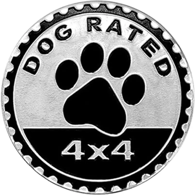 Dogs Badge Rated Car Emblem, 4 x 4 3D Metal Car Badge Decals Stickers Round Emblem Decals, Car Exterior Emblems Badge Fit for Jeep Wrangler Vehicles Trucks SUV RV (Dog Rated)