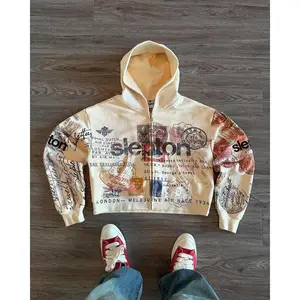 Passport printed women's hoodie fashion hip-hop zipper hoodie long sleeved Harajuku clothing women's sportswear street jacket women's topGift