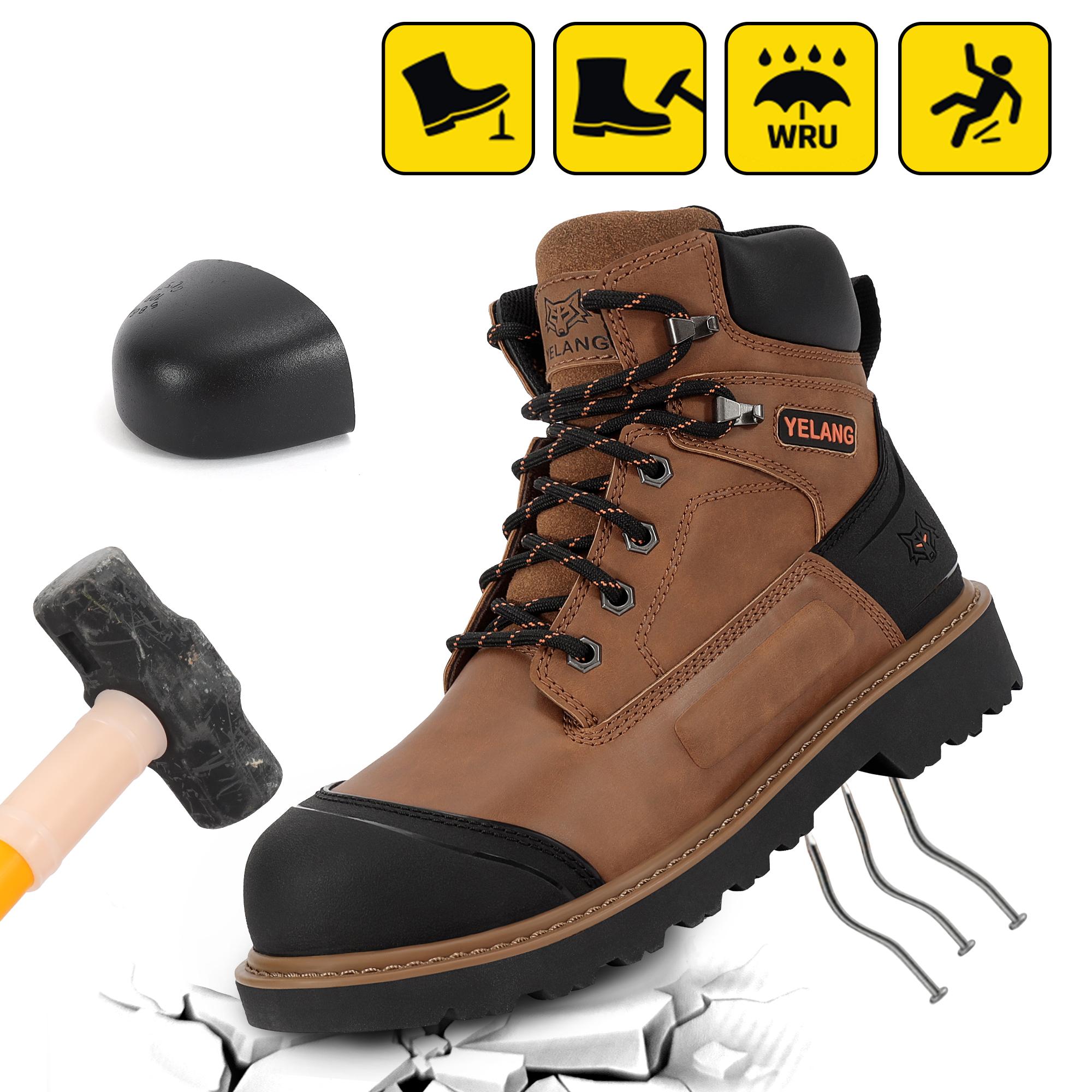 Men's Steel Toe Closed Safety Work Boots - Slip-Resistant, Puncture-Proof Utility Footwear for Worker, Construction-Grade Casual Work & Safety Footwear, Heavy Protection Work & Safety Footwear