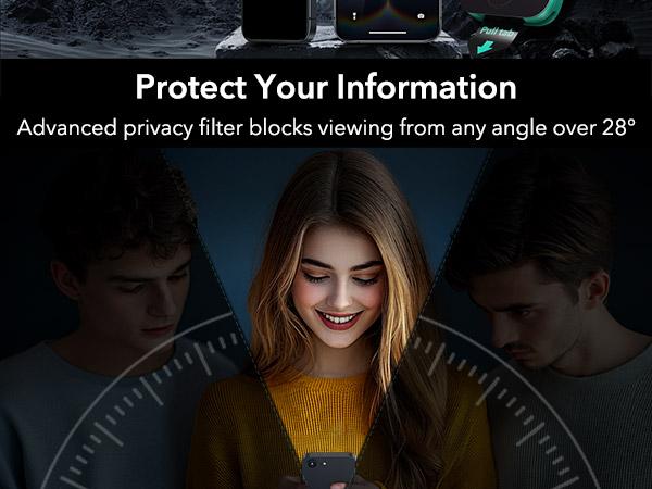 ESR 3 Pack for iPhone 17e/iPhone 16e/ iPhone 14/ iPhone 13/ iPhone 13 Pro Privacy Screen Protector, Military Grade Shatterproof, 9H Hardness, Anti-spy Tempered Glass with UltraFit Tray