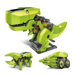 3-in-1 Solar  Dinosaur Robot Solar Powered STEM Unique Transformation Renewable Sun Energy Educational Learning Engineering Building Toy 3-in-1 Science Experiment Kit Model Boys Girls Ages 8+
