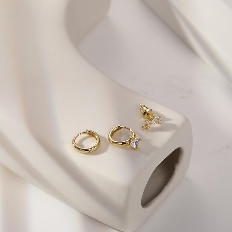 VENOCO Earrings for Women Dainty Gold Earrings,Copper surface 14k gold plating, each box contains three pieces, can be casually matched every day, highlighting the exquisite life