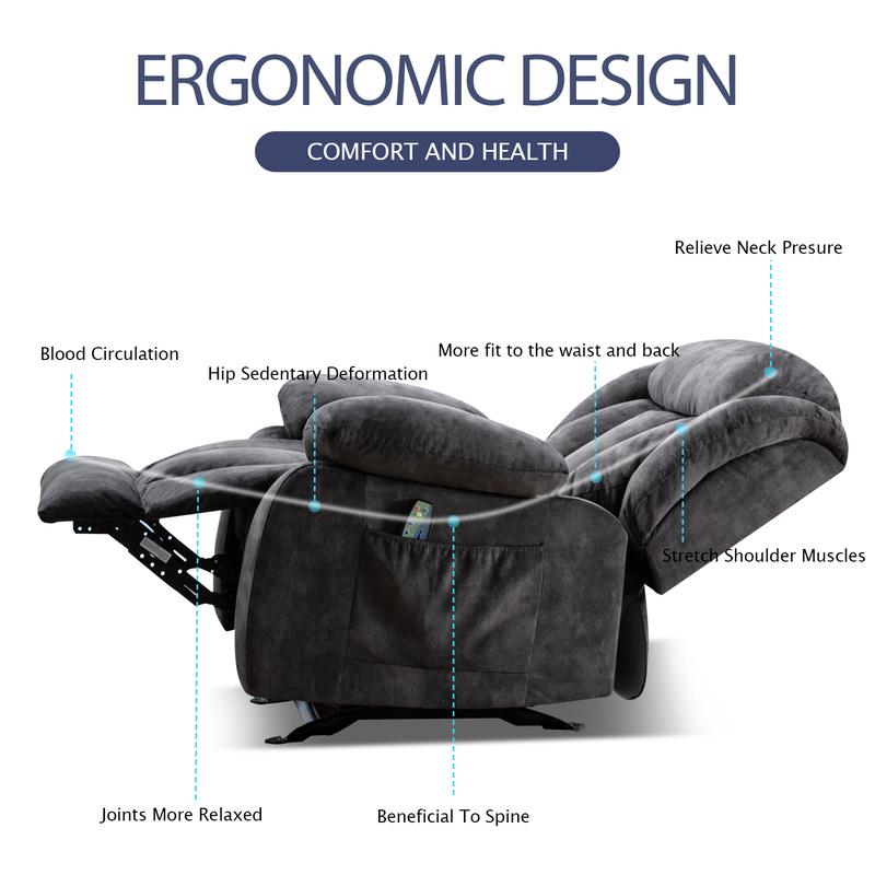 [HolidayHaul] Ebello Swivel Massage Recliner Chair with Heat and Vibration, Non-Slip Fabric, Single Sofa, Heavy Duty Recliner Chair for Living Room, 360 Degree Rotating Manual Recliner Chair