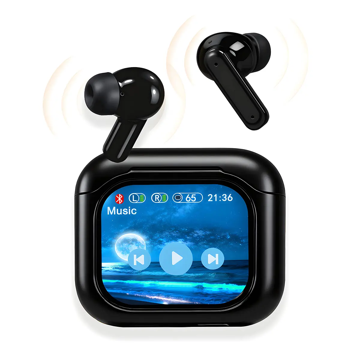 BY16 LED Display Bluetooth 5.4 Electronic Earphones, Waterproof Wireless Earbuds with Built-in Microphone, Audios Headphones for Sports, Office Use