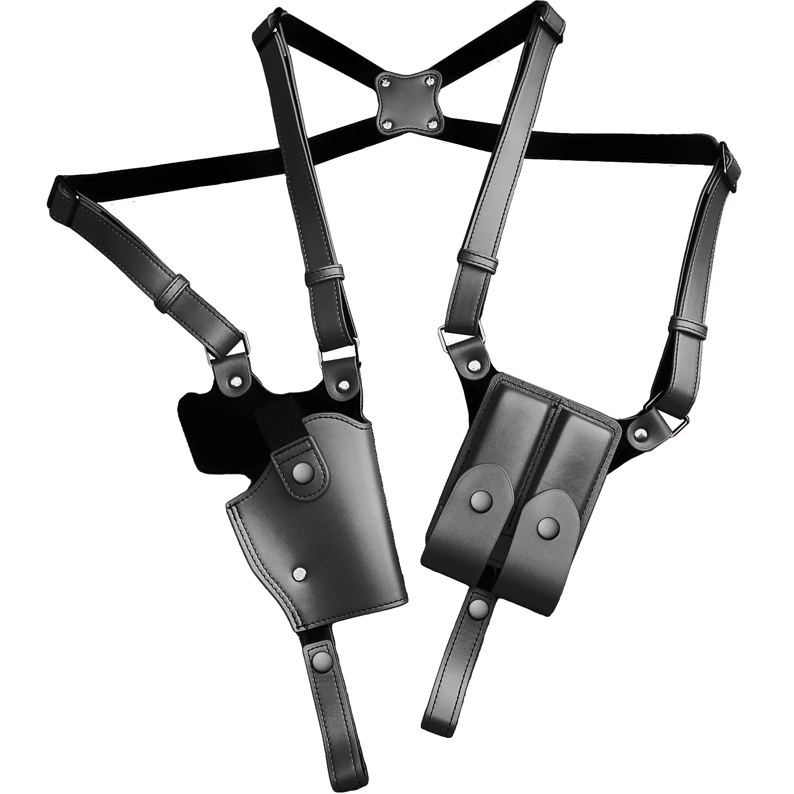 Universal Shoulder Holster Leather Gun Holster for Concealed Carry with Double Magazine Pouch Vertical Adjustable Body Holster for Men Women Fits 1911 Glock 17/19/23 and Most Pistols Right Hand Use,back to school,back to school haul
