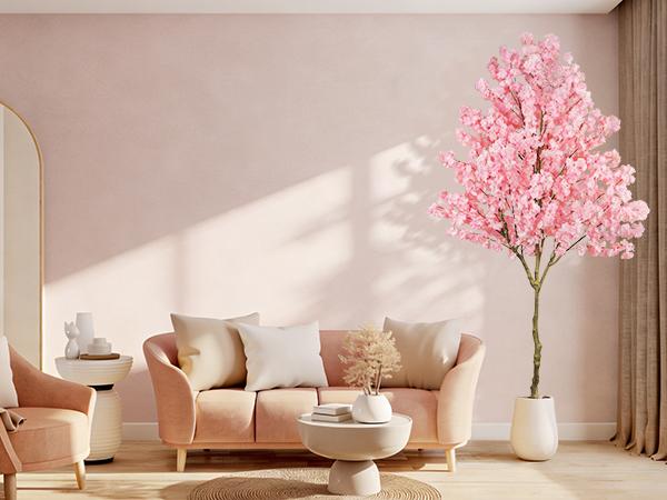 Elegant 6FT 7ft 8ft Artificial Cherry Blossom Tree with Cement Pot - Lifelike Silk Faux Floral Plant for Home Office Wedding Indoor Outdoor Decor Pink White