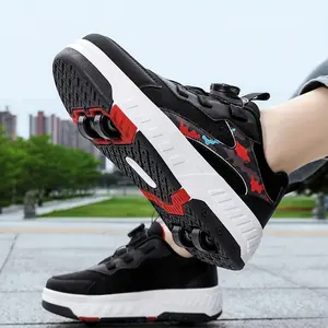 Hot Casual Cool Low Top Roller Skateboard Shoes For Boys, Breathable Lightweight Anti Slip Roller Skate Shoes For Indoor Outdoor, Spring And Autumn