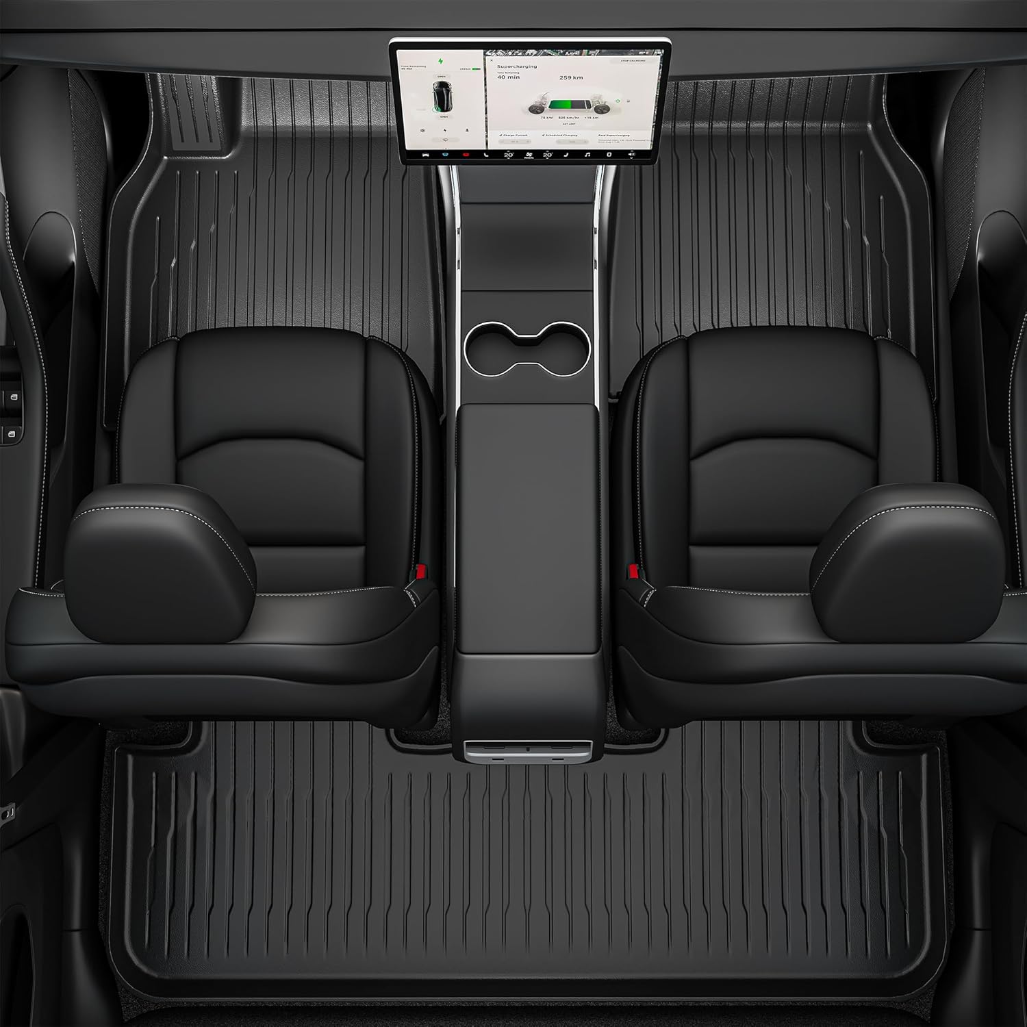 YITAMOTOR Floor Mats Fit for Tesla New Model Y Juniper 2025 5-Seater (NOT for 7-Seat), 9PCS TPE All-Weather Car Mats Full Set Interior Accessories with 1st & 2nd Row, Back Seat Mats and Cargo Liner