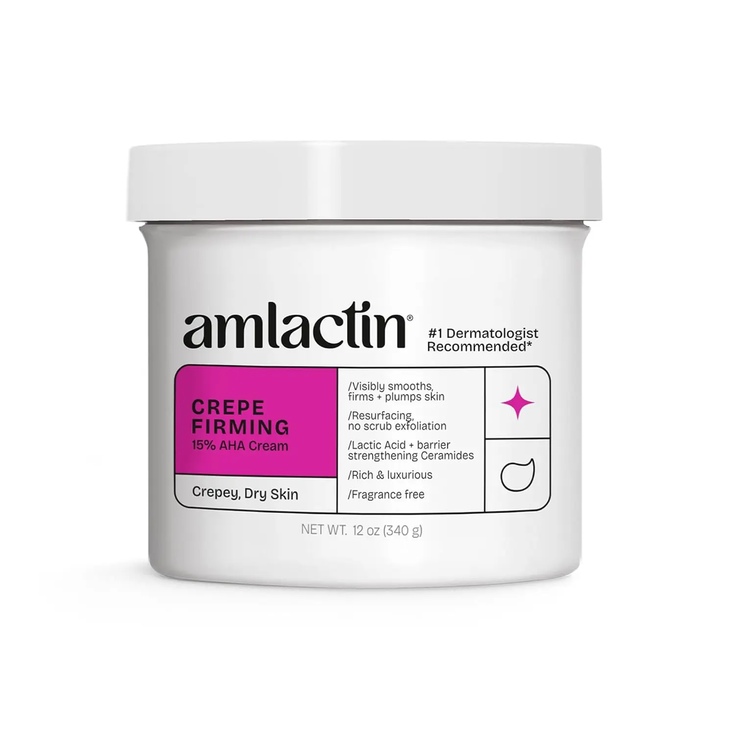 AmLactin Crepe Firming Body Cream, 15% Lactic Acid, 12 oz | 15% lactic acid body cream exfoliates, moisturizes and helps improve the look of crepey skin for firmer-looking texture.