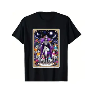Fast Arrival Dog Mom Skeleton Tarot Card T-Shirt For Men And Women Perfect Gift For Christmas Halloween Thanksgiving Day Soft Comfortable Black Short Sleeve Tee Fashionable Must-Have For Autumn