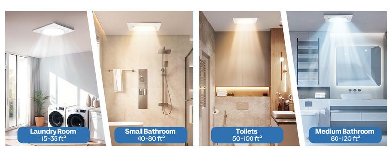 VIVOHOME Autoflow Bathroom Exhaust Fan with Light & Humidity Sensor (30-110-160CFM) - 2700K/4000K/5700K & Energy Efficient EC Motor, Constant Airflow (Install Kit, 4-in Duct)