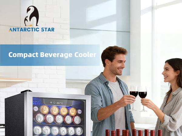 Antarctic Star 1.7 Cu.Ft Beverage Refrigerator 68 Can or 16 Bottle Capacity with Seamless Glass Door, Digital Control & Quiet Compressor, Freestanding Mini Fridge for Bar, Kitchen, Office - Silver Antarctic Star 1.7 Cu.Ft Beverage Refrigerator 68 Can or 16 Bottle Capacity with Seamless Glass Door, Digital Control & Quiet Compressor, Freestanding Mini Fridge for Bar, Kitchen, Office - Silver