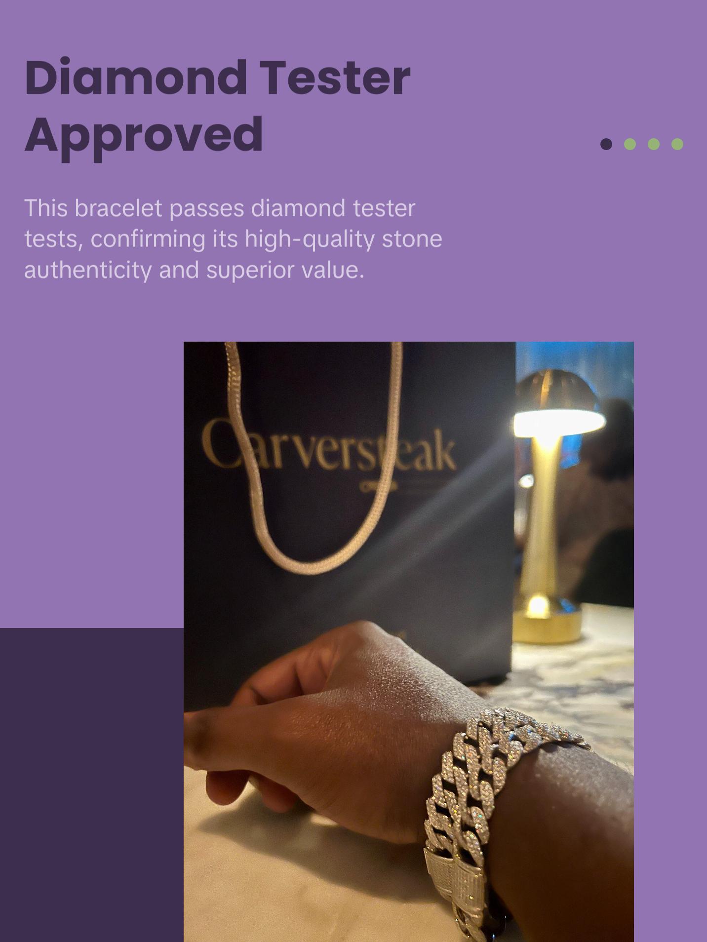 12mm Sterling Silver VVS Cuban Bracelet