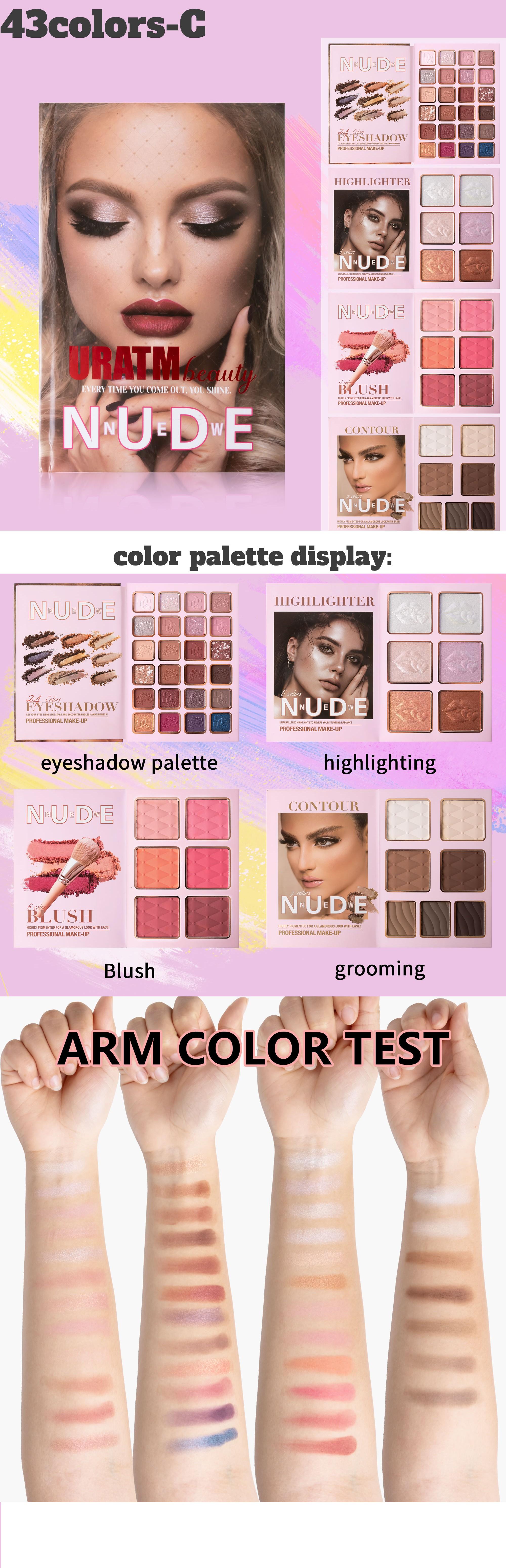 4-Layer Foldable Book-Style Makeup Palette, 43 Pro Shades Contour, Highlight & Eyeshadow, All Skin Tones & Makeup Set Cosmetic, Long-Lasting Gift Set