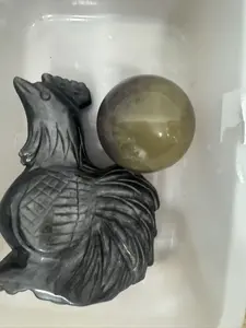 Silver Obsidian Rooster Carving