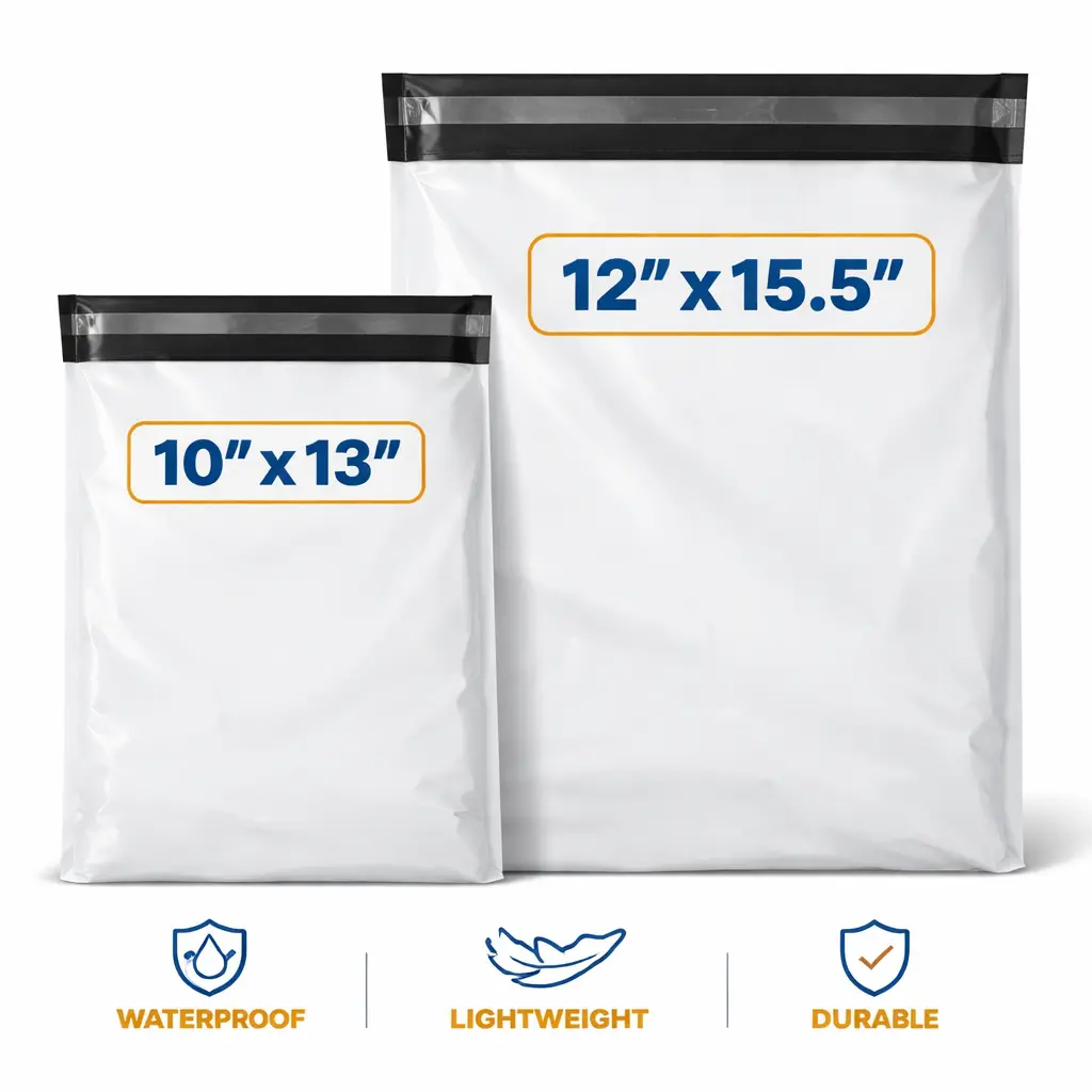 Poly Mailer Bags, Self Sealing Shipping Envelopes for Clothing & Small Business, Waterproof Tear-Resistant Mailing Bags, Lightweight Packaging Bags, 10x13 & 12x15.5 inch Poly Mailers