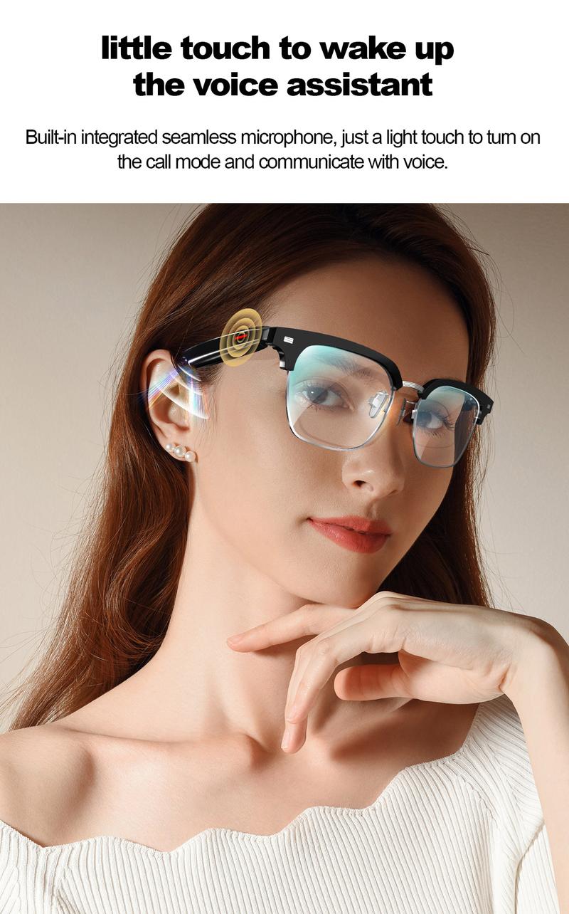 Smart Glasses Wireless Bluetooth, anti-blue light, UV protection, voice-activated smart music glasses with built-in microphone and speaker, suitable for meetings, travelling or studying Magnetic Wearable Chargeable