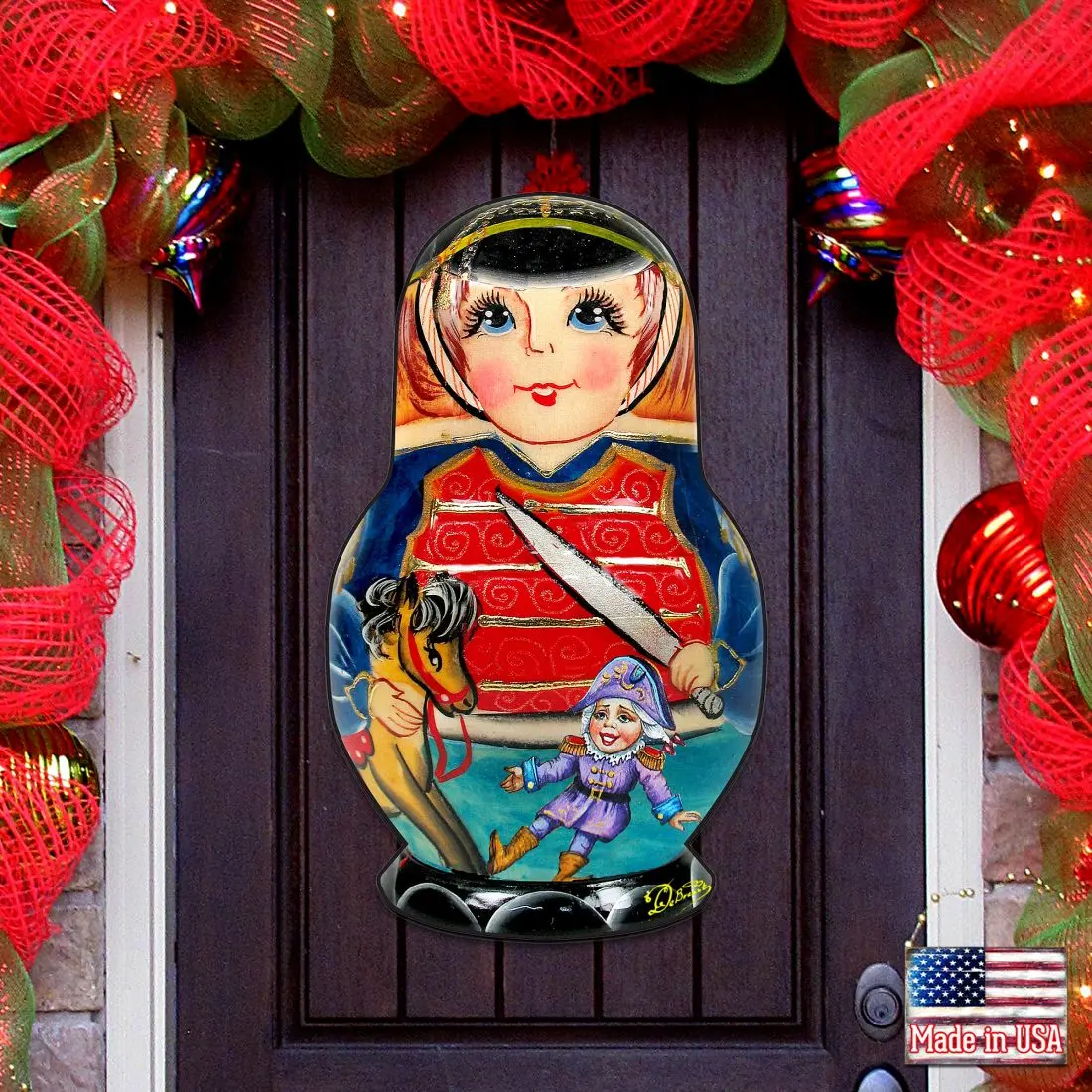 Designocracy 8115151H Handmade Plywood Christmas Nutcracker Soldier Figure Wall Decor, 24X18" in, Wall Hanging Character Cutouts Door Hanger, Festive Home Gift for Decor Enthusiasts, Uv Coating