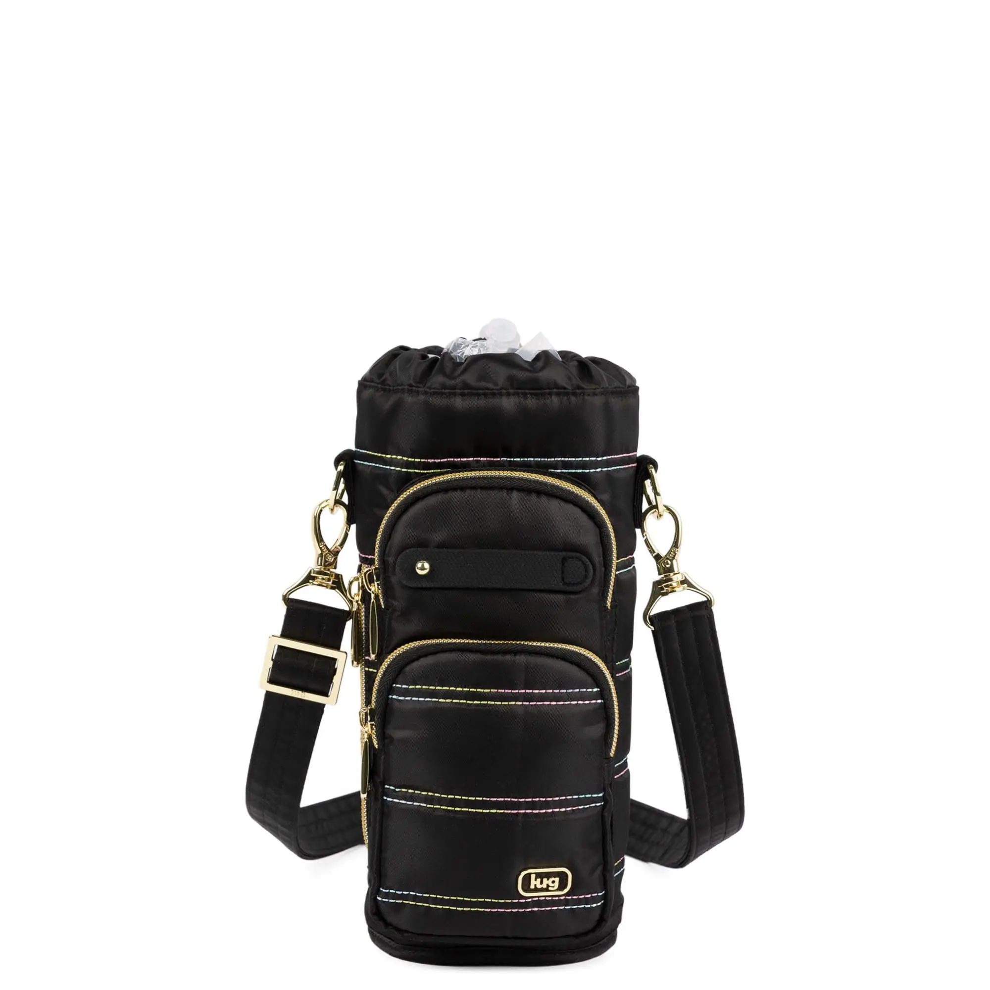 Huggie Wide Crossbody Water Bottle Holder with Charm Bar