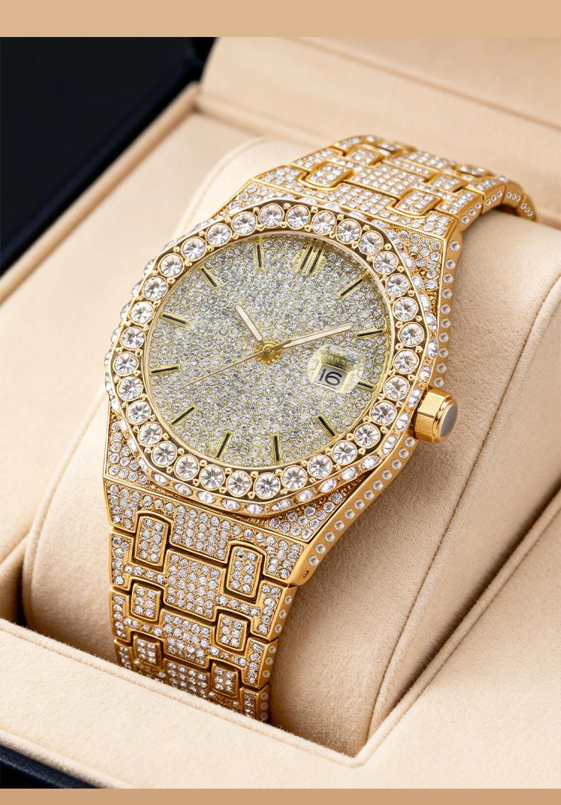 Luxury Rhinestone Embellished Jumpstart sale Classic round dial -Dial Quartz Watch with Gift BoxIncluded Fashion Timeless Classic Watch Holiday Haul  Flash Sale diamond men  Shine at work, lead with brilliance.