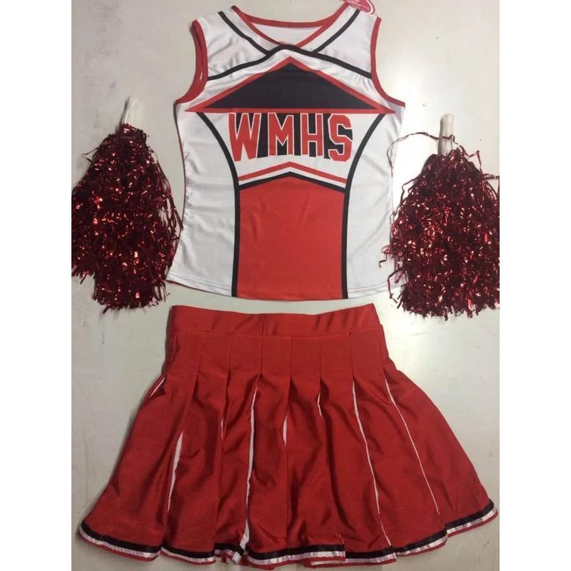 High School Glee Club Girls Cheerleader Costume Cheerful Style Cheerleader Team Cheerleader Cheerios Costume Fancy Dress Uniform Back Smoothing Comfort Bra with Shapewear Women's Ribbed Seamless Yoga Shorts Red Knit Casual Dot Blouse Ruffle Trim Maxi Dres