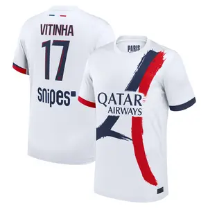 White PSG Vitinha 2025/26 Match Away Jersey, White Color Vitinha PSG Away Edition Short Sleeve Jersey