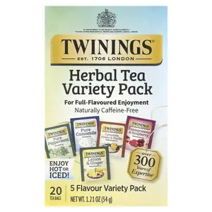 Twinings Herbal Tea Variety Pack, Caffeine Free, 20 Tea Bags, 1.21 oz (34 g)
