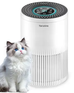 TeraAire Air Purifiers for Home, Air Purifier with PM 2.5 Air Quality Monitor Cover Up to 1235 Ft², Air Filter Cleaner with 5 mode Light, Sleep Mode, Timer, Fragrance Sponge for Smoke, Odor, Dander, Pollen