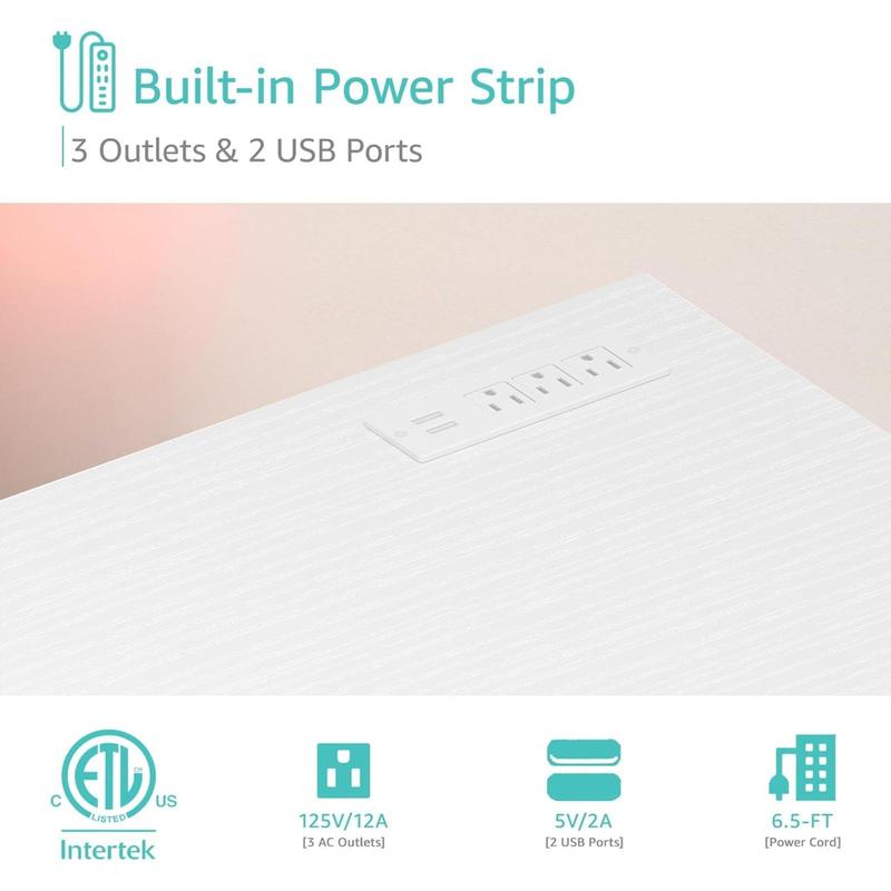 Lufeiya White Computer Desk with Power Outlet, 55 inch Teen Study Table Home Office Work Writing Gaming Desks with Charging Station Outlets Built in, White, Get Free Gift Lufeiya White Computer Desk with Power Outlet, 55 inch Teen Study Table Home Office Work Writing Gaming Desks with Charging Station Outlets Built in, White, Get Free Gift