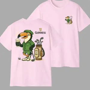 Irish Toucan Beer Golf T-Shirt, Funny Pub Vibes Graphic Tee, St. Patrick�s Day Beer Lover Shirt, Retro Bar Style Unisex Casual Streetwear Gift for Dad & Friends M