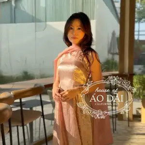 vietnamese modern halter ao dai summer wedding ao dai shimmer top and pants silk and attached scarf
