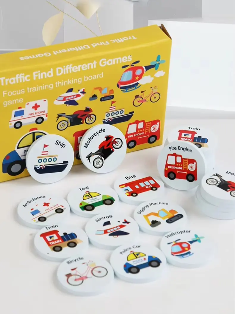 28 PCS Montessori Vehicle Matching Game for Kids, Transportation Puzzle Toy, Preschool Learning Activity, Memory Match Board Game, Toddler Educational STEM Toy, Fine Motor Skills Learning Game, Homeschool Busy Board, Screen Free Kids Toy