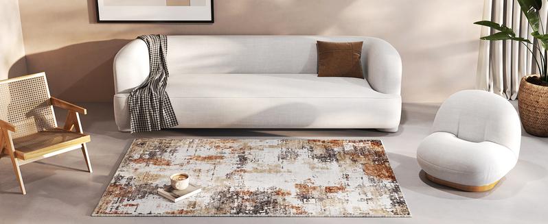 RaybeeFurniture Washable Non-Slip Area Rug, Vintage Distress Print Pattern Medallion Carpet, Soft Low Pile Indoor Mat for Living Room, Bedroom & Entryway, Modern Art Design, Lightweight, Easy to Clean & Machine Washable