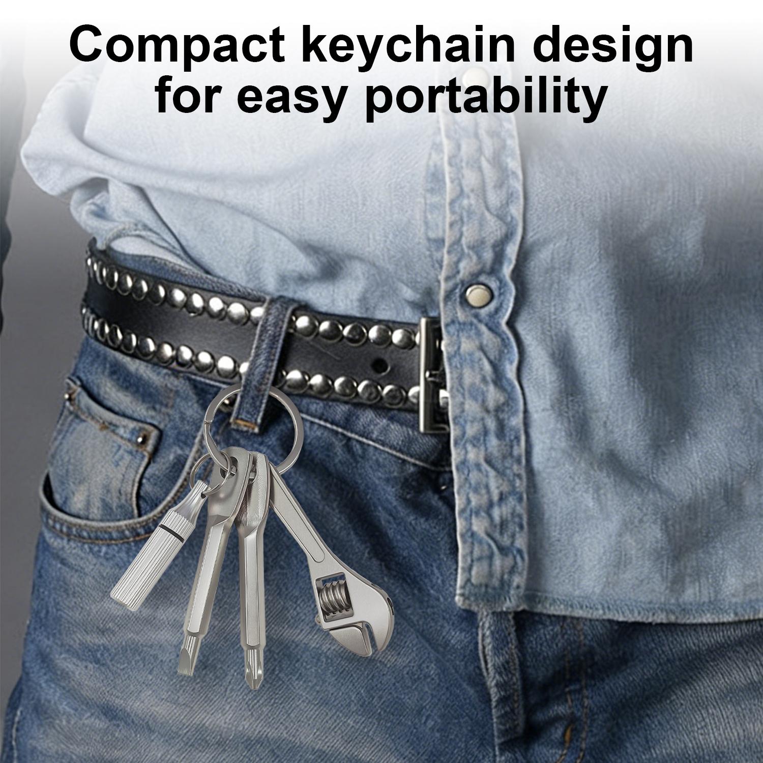 VAYWET 4-in-1 Pocket Mini Tool Keychain, EDC Mini Repair Tools: Letter Opener, Screwdriver, Copper Pocket, Pocket Wrench Keychain Metal Spanner Key Ring Pendant Gift Outdoor Camping Bicycle Motorcycle Repair Multifunctional Kit Maintenance Hand Tools