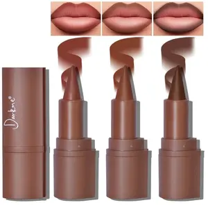 3 Colors 2 in 1 Lip Liner Set, Matte Nude Dark Brown Red Lip Liner Plumping Smooth Creamy Lip Pencil, High Pigmented Long lasting Light Brown Lipstick Makeup
