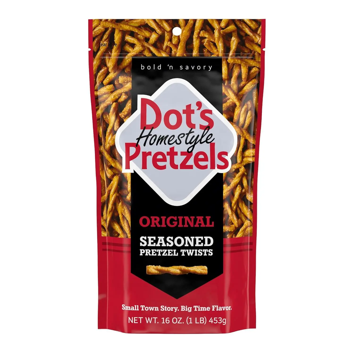 Dot's Pretzels Original Seasoned Pretzel Twist Snacks, 16oz Grocery-Sized Bag, Classic Wheat-Based Snack with Multiple Spices