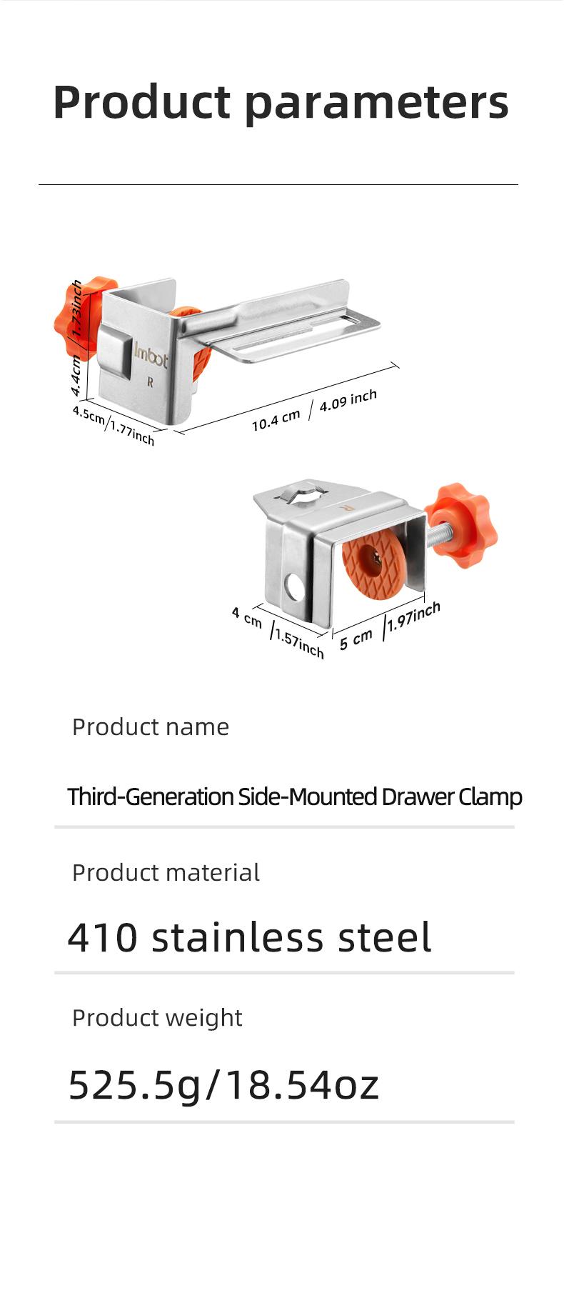 IMBOT Side Mount Drawer Clamp | Universal Drawer Panel & Slide Fixture | Quick-Install Adjustable Clamp | Drawer Panel Tool | Drawer Front Clamps