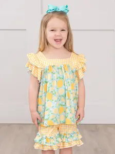 Sunny Lemon Plaid Ruffle Outfit