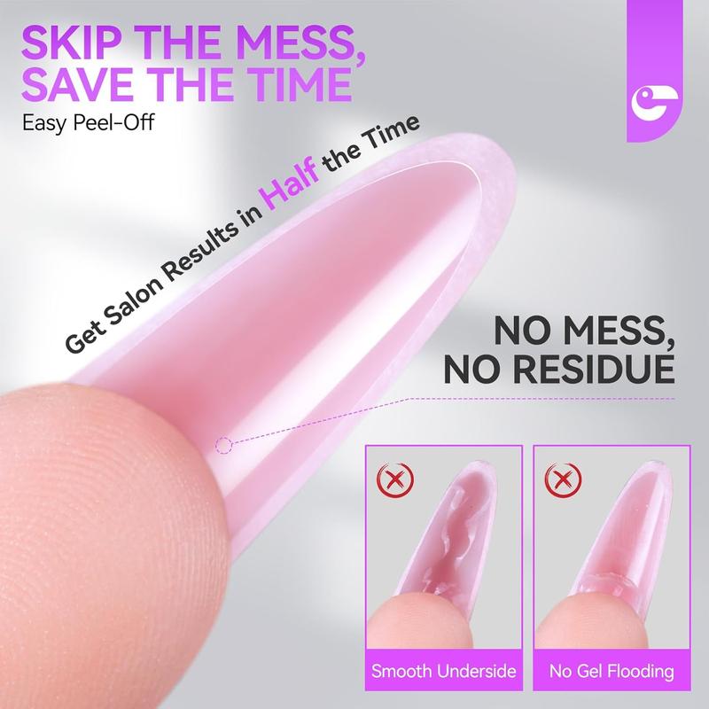 Salon-Perfect Sandwich Nail Forms at Home: Gelike EC Sandwich Dual Forms for Builder Gel - 2026 Nail Extension Mold No Gel Stacking - 240Pcs 15 Sizes for DIY Extensions Art - Almond Round