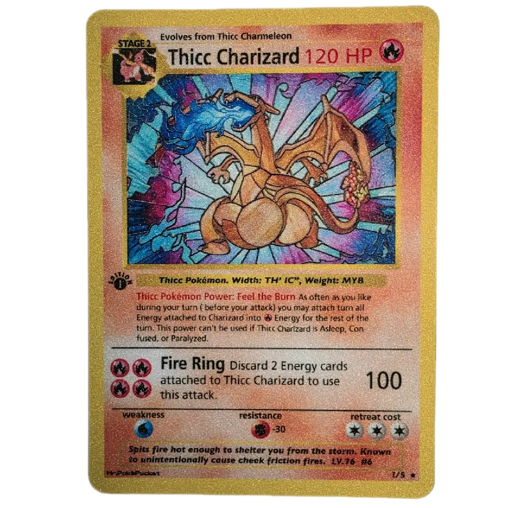 Charizard Thicc Art Card - Rainbow Holo Edition - Textured Stained Glass Edition - Collectible Gift
