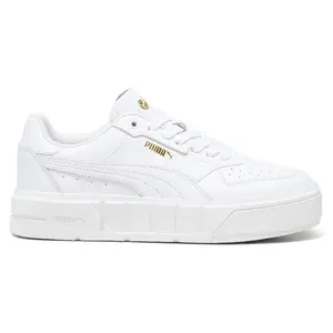 PUMA Womens Cali Court Leather Lace Up Sneakers Shoes Casual - White