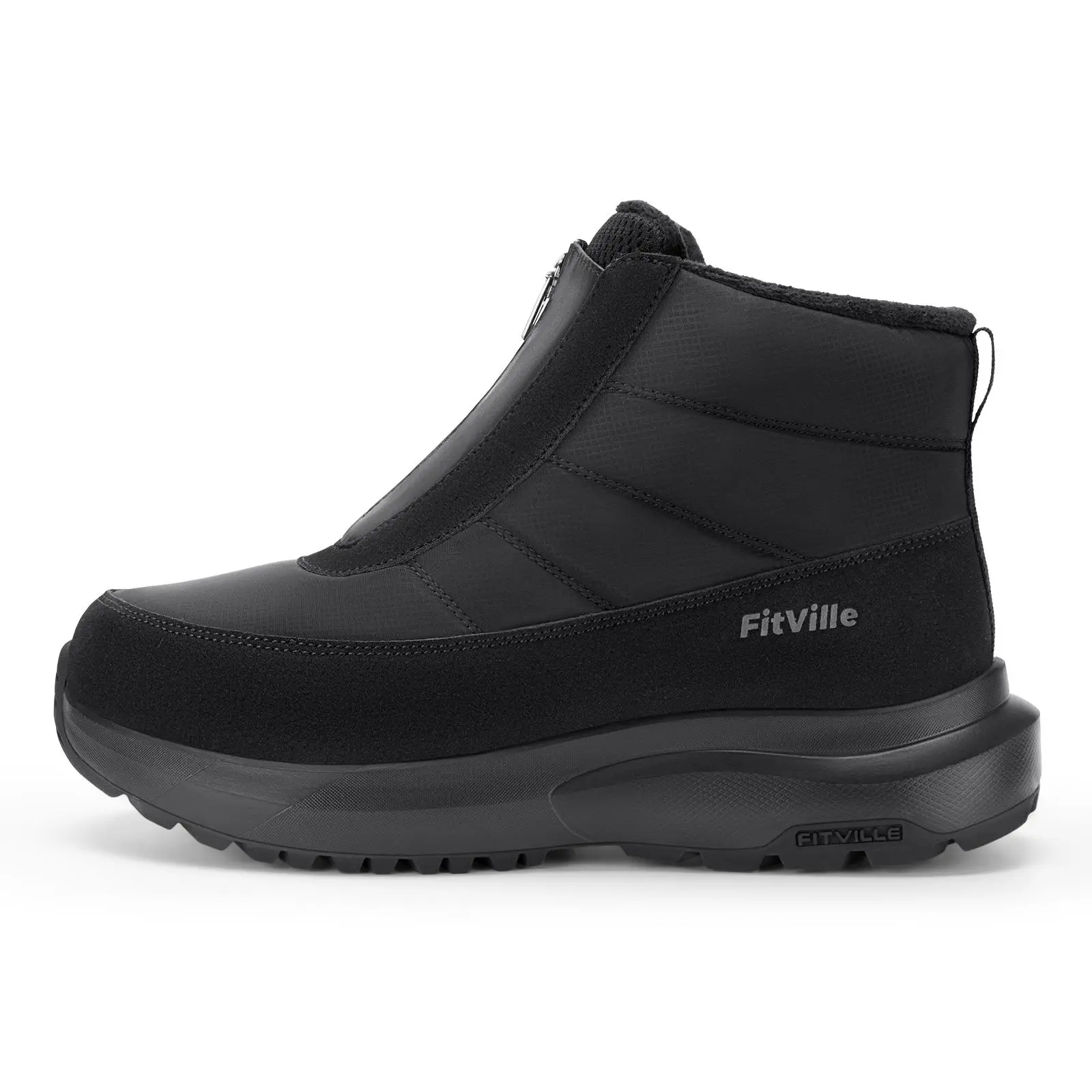 FitVille Women's Extra Wide Winter Outdoor Wear Boots - Zipper, Warm Insulated, Water Resistant, All-Day Comfort Wide Width Snow Boots for Women