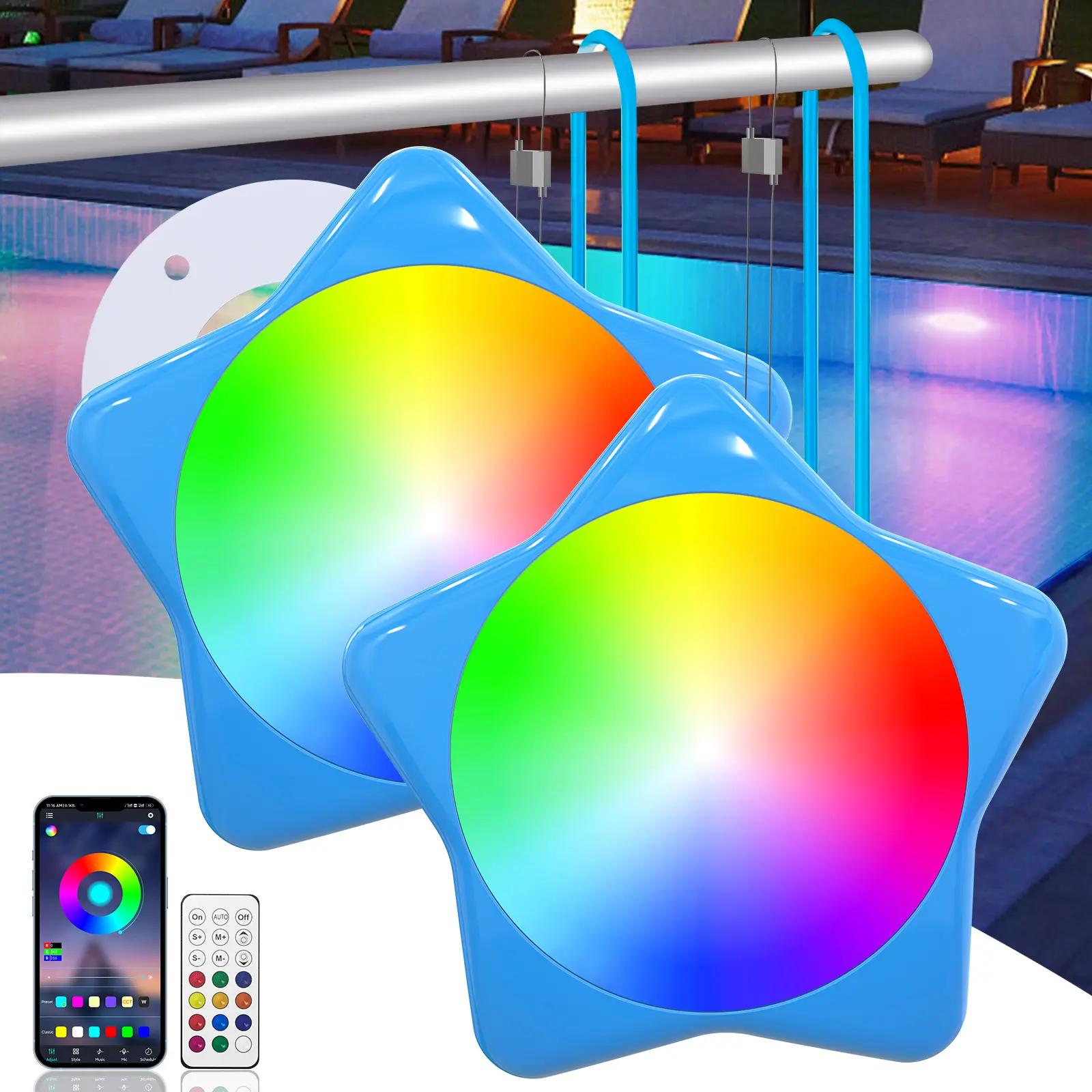ADEWALK RGB LED Pool Light Bulb - 120V 20W Adjustable ABS Plastic Long-Lasting Replacement Bulbs for Pentair, Hayward Inground Swimming Pools, Colorful Lighting for Outdoor Use with Safety Boost