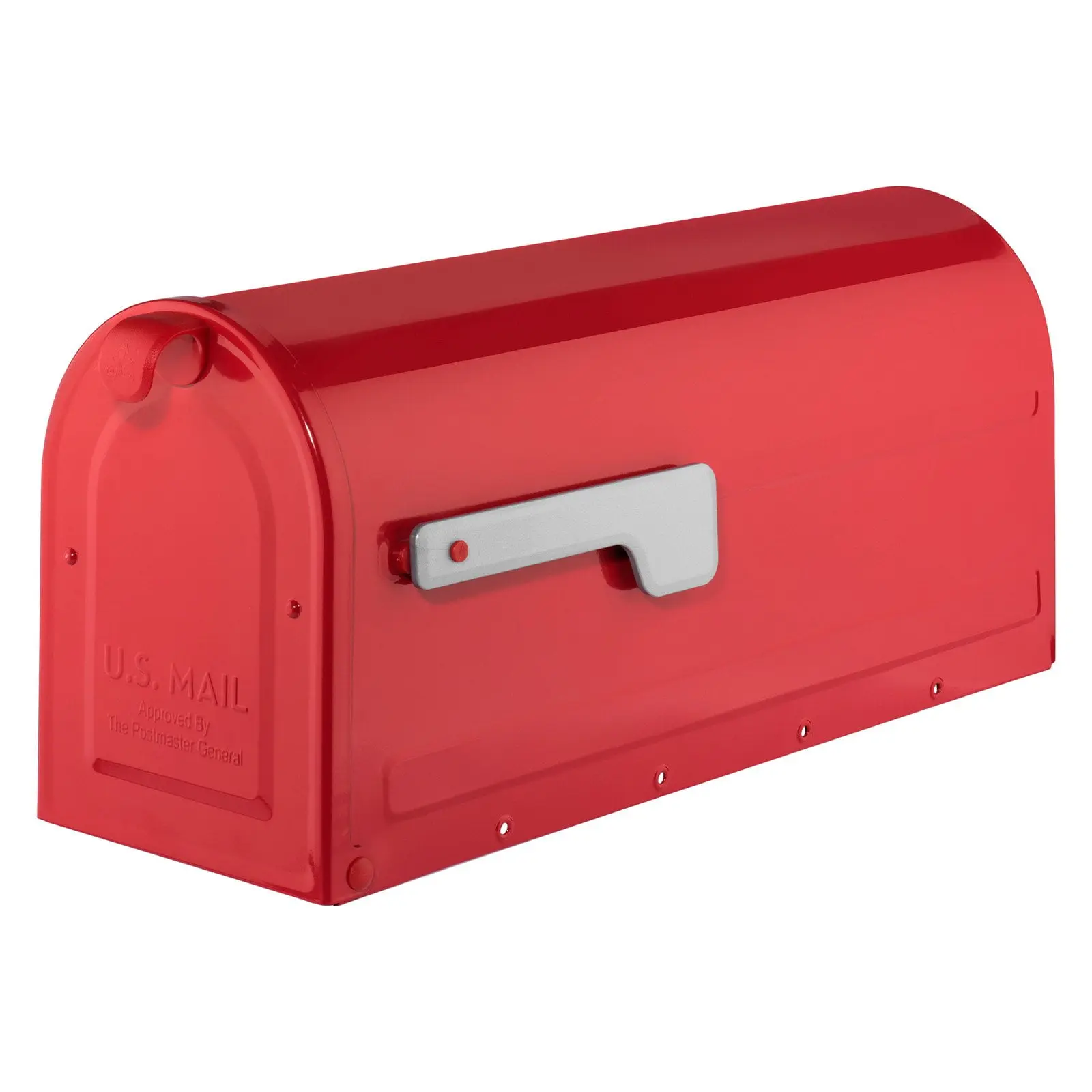 Architectural Mailboxes MB1 Post Mount Mailbox - Galvanized Steel, Outdoor Modern Mail Storage, Red with Silver Flag, Medium Size, Powder Coated