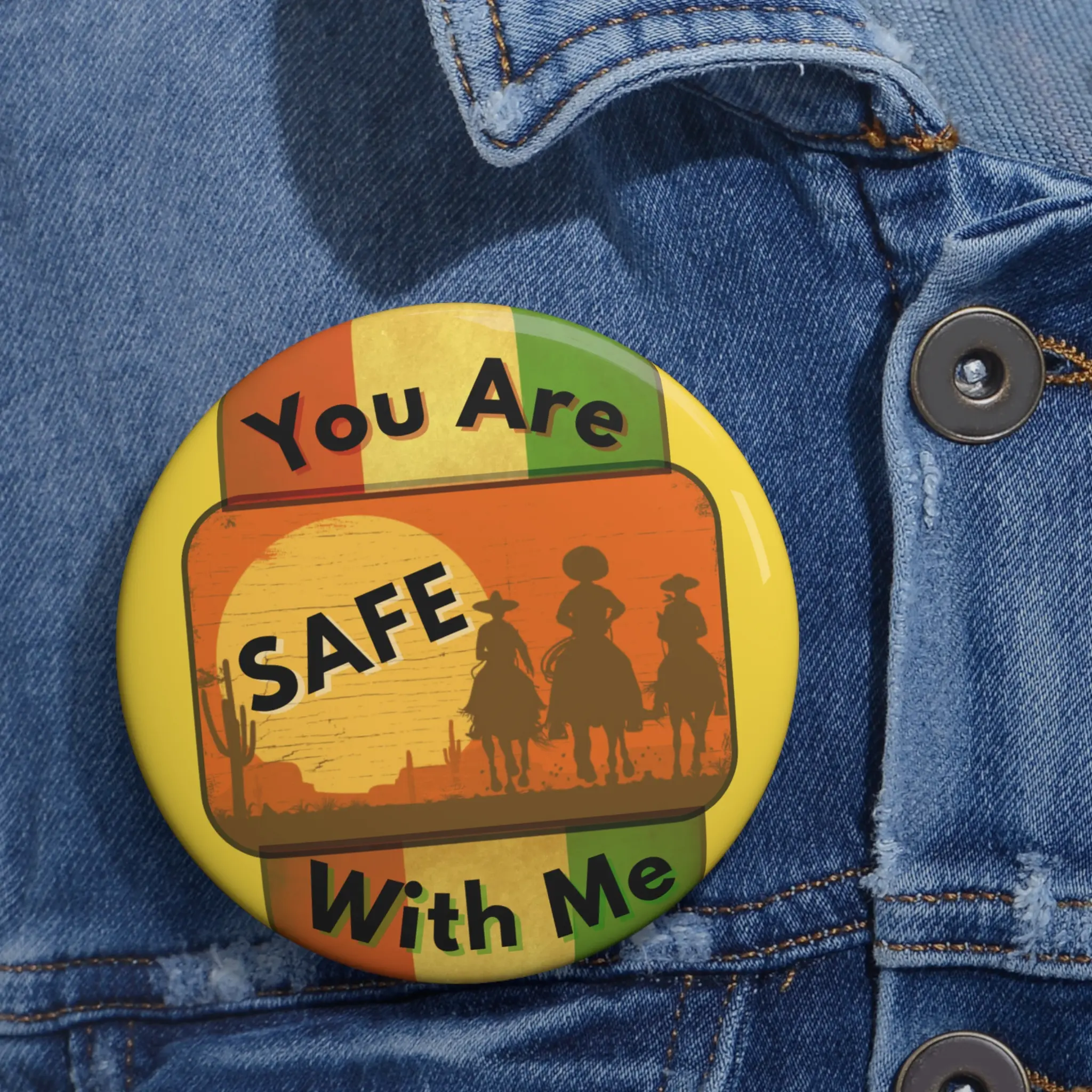 You Are Safe With Me Immigrant Rights Mexican Flag Social Justice Pinback Button, Activism Pin, Advocacy Button