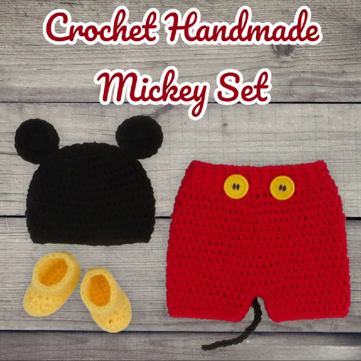 Crochet Handmade Beanie Hat Set Mickey Beanie