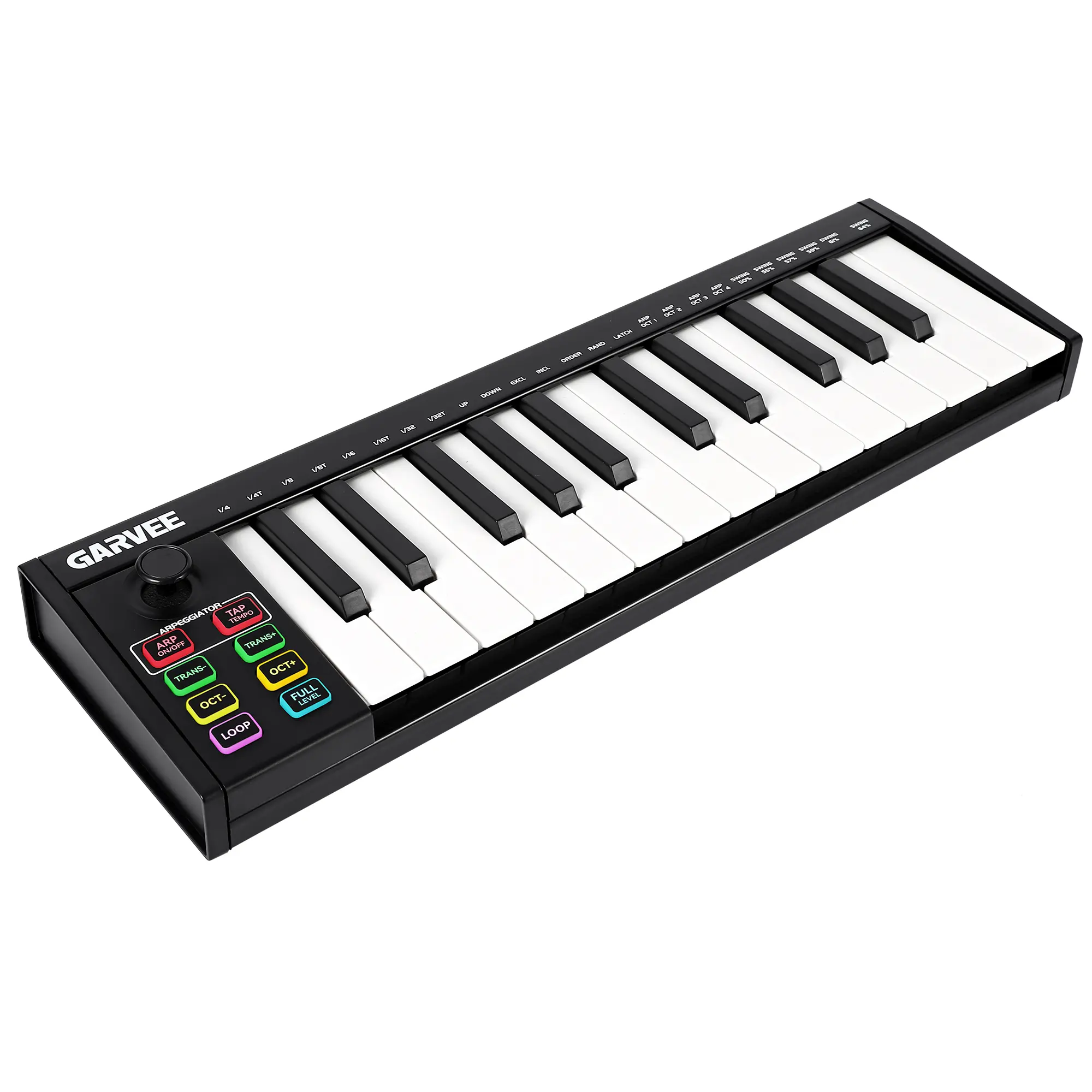 25-Key Semi Weighted USB MIDI Keyboard Controller, Compact MIDI Kit for Music Production, DAW Integration, 8 ABS Plastic Backlit Drum Pads with Pad Cues, 8 Assignable Knobs, OLED Display, Works with PC